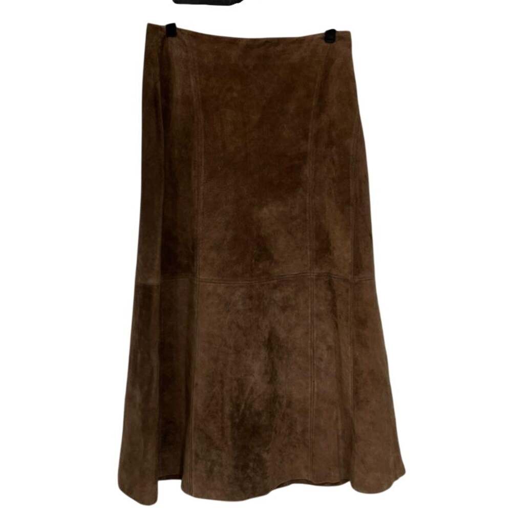 Liz Claiborne Vintage Brown Suede A-line Maxi Skirt, Size 6